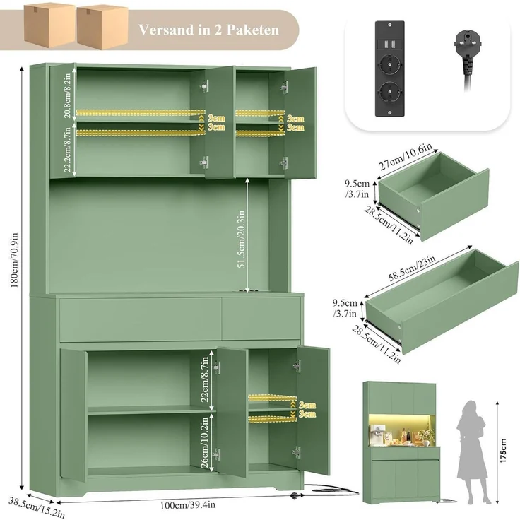 Küchenschrank Buffetschrank Sideboard mit LED und – Bild 3
