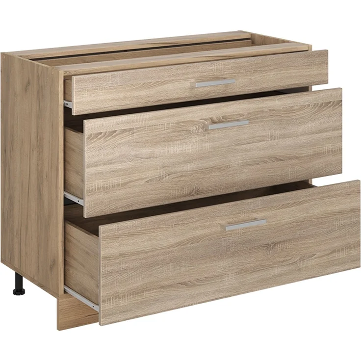Küchenunterschrank R-Line Sonoma/Goldkraft Eiche 100 cm Arbeitsplatte Goldkraft Eiche Vicco – Bild 3