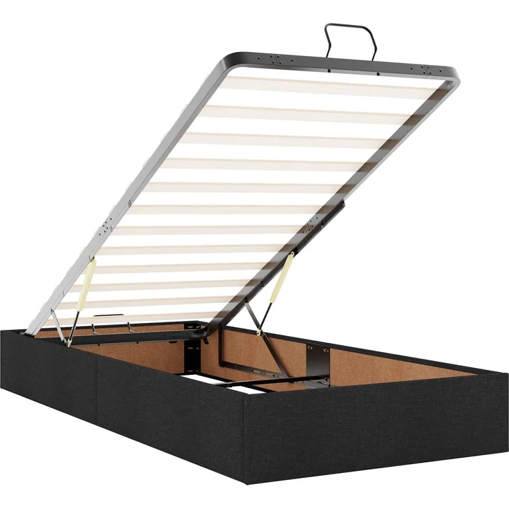 vidaXL Ottoman-Bett mit Matratze und LED Schwarz 200 x 200 cm Stoff 3457261 – Bild 6