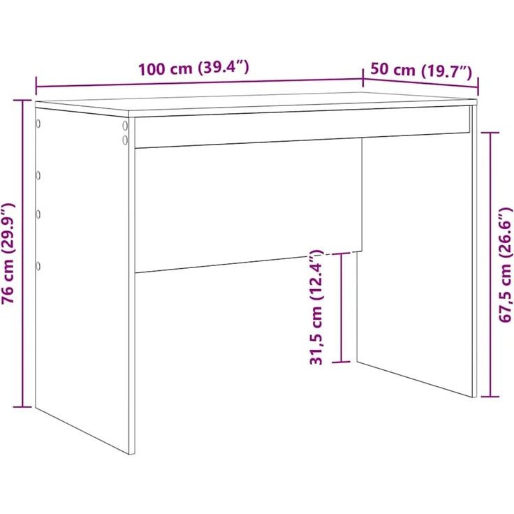 vidaXL Schreibtisch Graues Sonoma 100 x 50 x 76 cm 869447 – Bild 9
