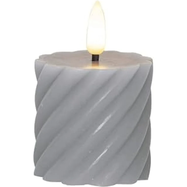 LED Blockkerzen Swirl aus Wachs 2er-Set mit Batterie und Timer, 75cm – Bild 2