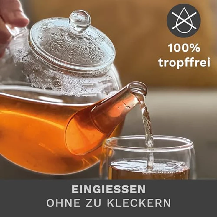 Creano Teekanne Creano Teekanne aus Glas 0,8l - Glasteekanne mit Glas-Sieb und Deckel, 1x Glasteekanne mit Glassieb – Bild 4