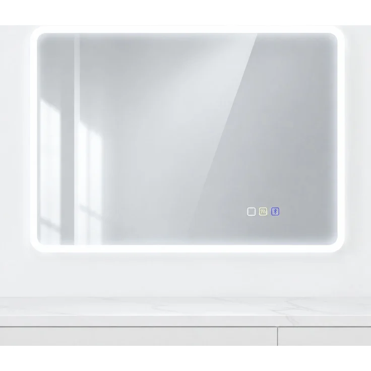 Badezimmerspiegel 3.5 x 90 x 70 cm mit LED, Bluetooth und Anti-Beschlag-Funktion, Silber – Bild 4