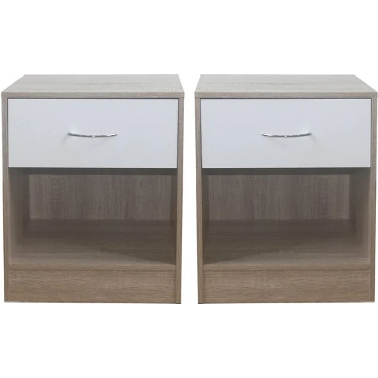 HTI-Living Nachtschrank Nachtschrank 2er Set Thekla Sonoma/Weiß (Set, 2-St, 2 Nachtschränke) Nachttisch Nachtkommode – Bild 3