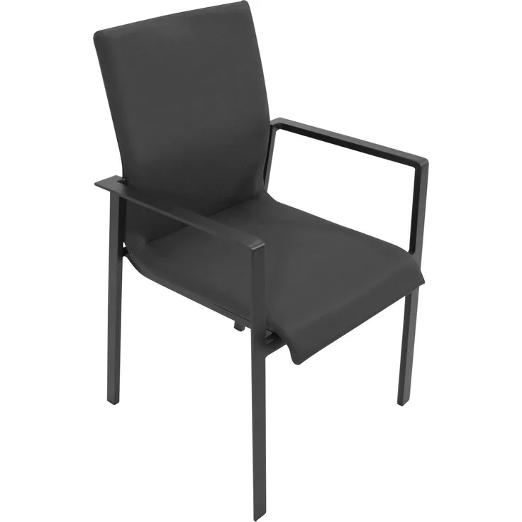 DEGAMO ALMADA Garten-Stapelsessel, Aluminium + Kunstgewebe, anthrazit/grau, 58cm 4-er Set