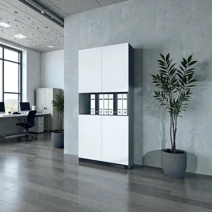 InnoFurn Aktenschrank Elona M2 Büroschrank (Ordnerschrank, Schrank für Büro, Home Office (82 x 184 x 37 cm) Aufbewahrungschrank mit Soft-Close & Push-to-Open – Bild 2