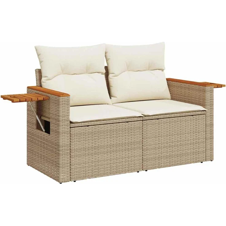 vidaXL 4-tlg. Garten-Sofagarnitur mit Kissen Beige Poly Rattan 3325950 – Bild 2