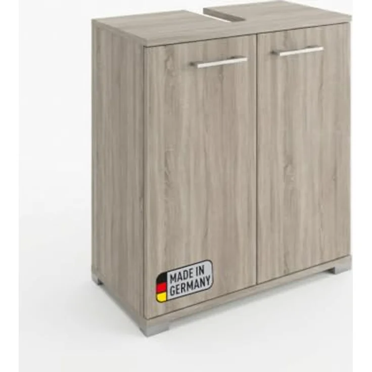 FACKELMANN Easy Waschbeckenunterschrank, 60 cm Breite, Sonoma Eiche, 2 Türen, Stauraum, stehend, Made in Germany – Bild 1