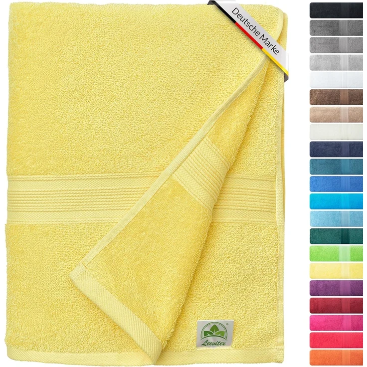 leevitex® Saunatuch Frottee XXL, (1-St), 80 x 200 cm, extra groß & saugfähig, Gelb/Mais – Bild 1