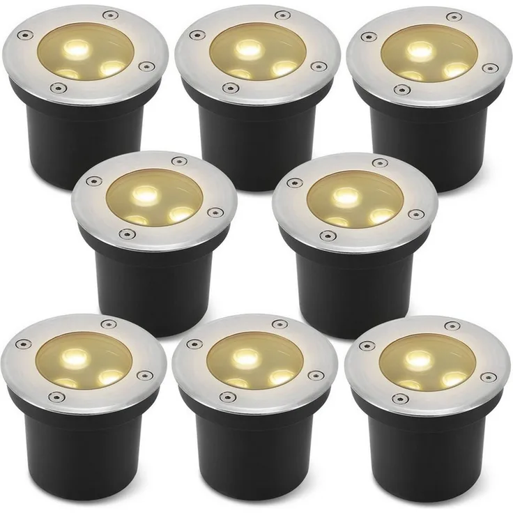 Clanmacy Gartenstrahler 3W LED Bodenleuchte Bodenstrahler Außen-Beleuchtung IP65 Warmweiß