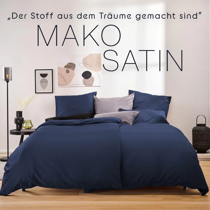 Blumtal Kissenbezüge Premium Mako Satin Kissenbezug, superweich aus 100% Baumwolle, (2 Stück), OEKO-TEX zertifiziert – Glanzoptik & farblich passender Reißverschluss