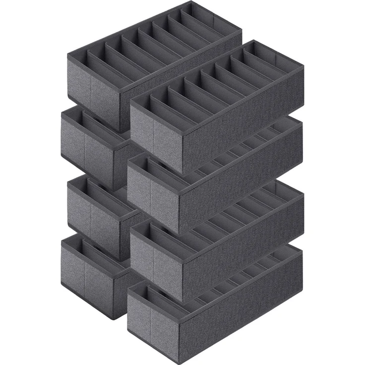 Sekey Aufbewahrungsbox Set aus Vliesstoff Faltbare Schubladen Organizer für Schrank und Kleiderschrank mit Fächer 19 x 40 x 11 cm 8 Stück – Bild 1