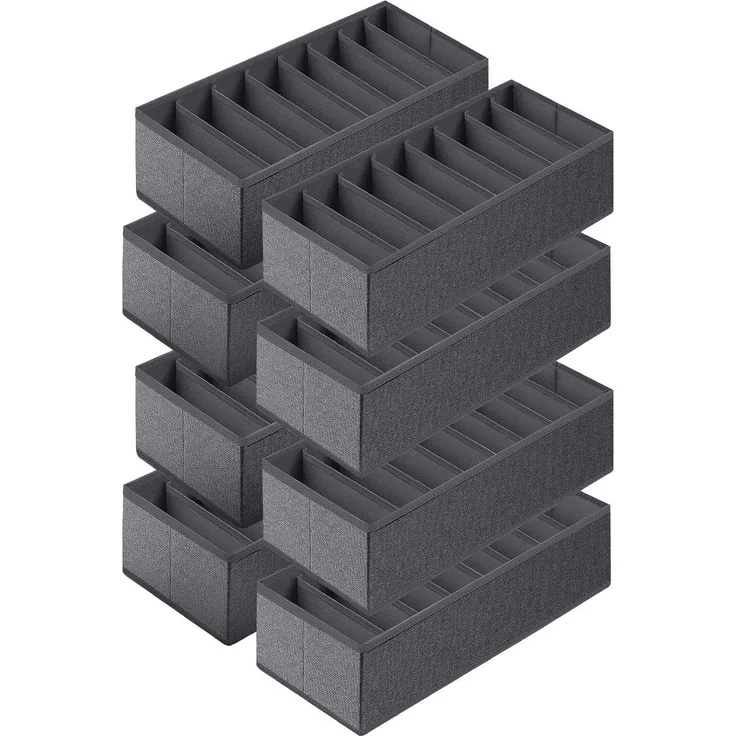 Sekey Aufbewahrungsbox Set aus Vliesstoff Faltbare Schubladen Organizer für Schrank und Kleiderschrank mit Fächer 19 x 40 x 11 cm 8 Stück