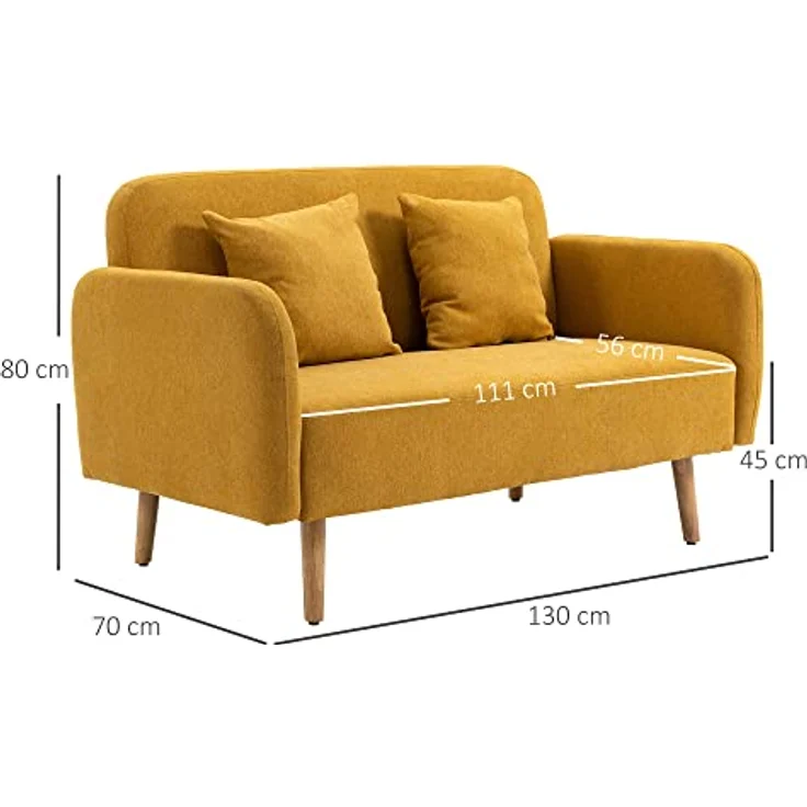 HOMCOM 2-Sitzer Doppelsofa mit Kissen und Anti-Rutsch Beinen – Bild 4