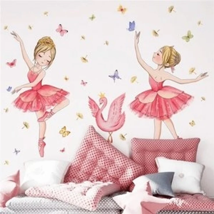 Montegoni Wandtattoo Kinder Wandsticker (selbstklebend Prinzessin, Schwan, Blumen, und Schmetterlinge Wandaufkleber, Deko Kindergarten Heimdekoration), Wandtattoo für Mädchenzimmer – Bild 6