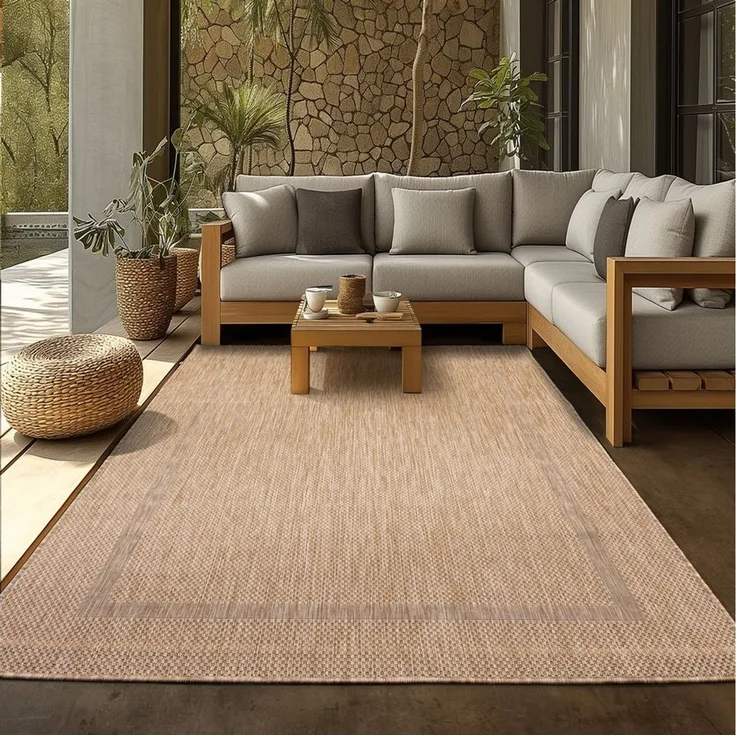 SIMPEX24 Outdoorteppich Unicolor - Einfarbig, Läufer, Höhe: 5 mm, Teppich Wetterfest Balkon Küchenteppich Flachgewebe Sisaloptik