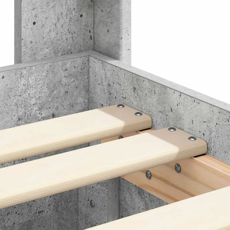 vidaXL Bettgestell mit Stauraum und Kopfteil Betongrau 90 x 190 cm 3413986 – Bild 10