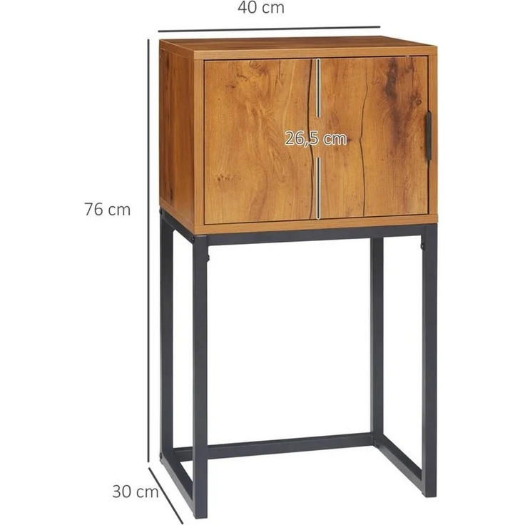 HOMCOM Konsolentisch mit Stauraum, Sofatisch Flurtisch im Industriedesign, Beistelltisch (Couchtisch, 1-St, Beistelltisch), Stahl, Natur, 40 x 30 x 76 cm – Bild 2