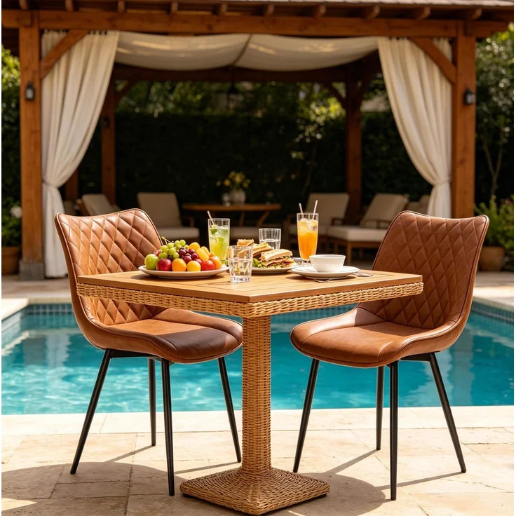 Essstuhl 46x40,5x85,5 cm aus Kunstleder mit ergonomischer Rückenlehne, Metallgestell, 2er-Set – Bild 4