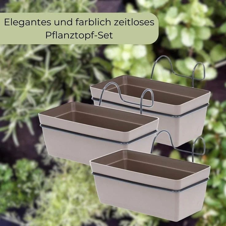 GarPet Blumenkasten 3 x Hängekasten Blumen Pflanz Kasten Set Wand Metall Haken Halterung – Bild 6