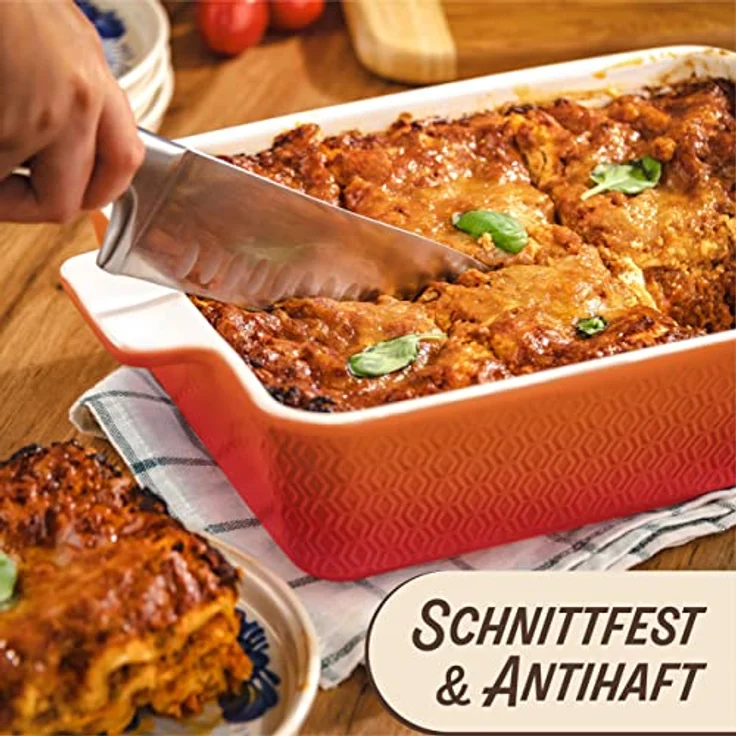 Praknu Auflaufform Auflaufform Groß aus Keramik - Extra Hoher Rand - Für Lasagne, – Für, Porzellan - Keramik, (1-St), Für 4 Personen Lasagne, Tiramisu & Auflauf - Hoher Rand - Rechteckig – Bild 4