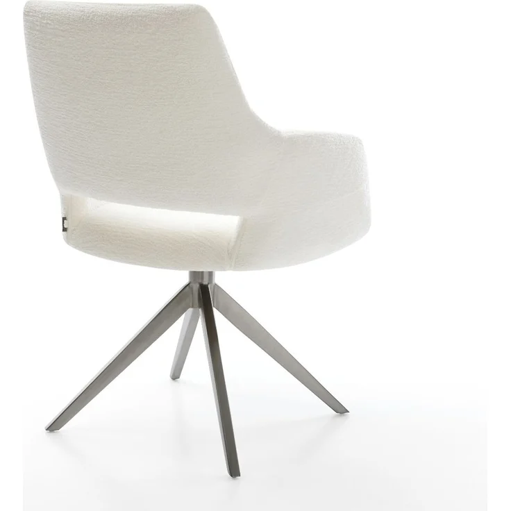 Drehstuhl Yago-Flex mit Armlehnen Bouclé Soft Beige Kreuzgestell breit Graphit 360° drehbar Wippfunktion Taschenfederkern – Bild 5