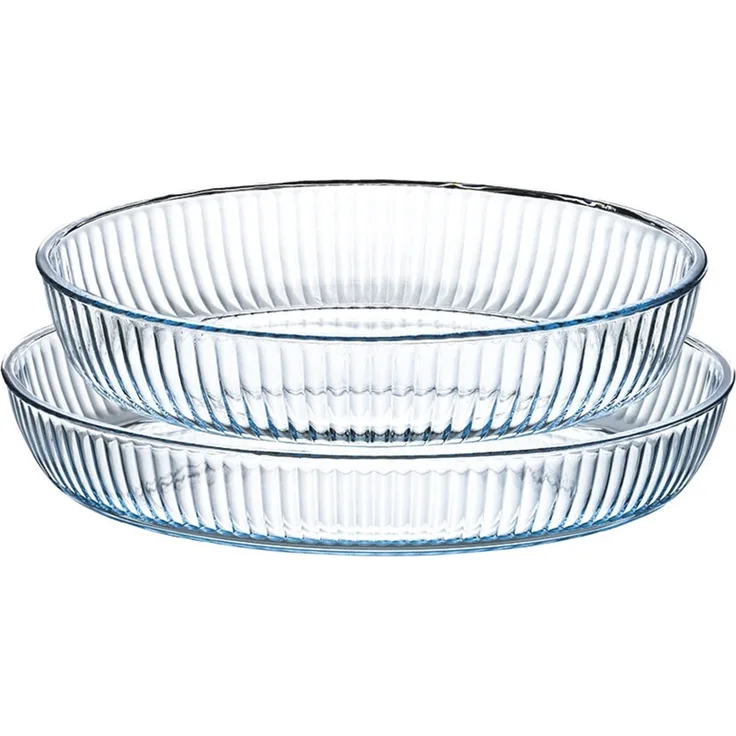 2er Set Auflaufformen aus Borosilikatglas - Ovalförmig, 1,5 L/3,2 L