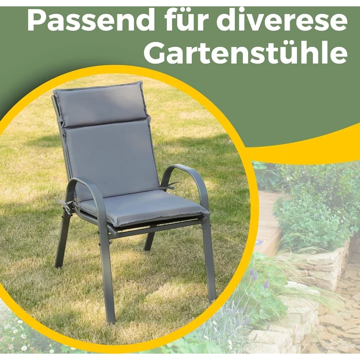 Albatros International Stuhlkissen Albatros Sitzauflage Gartenstuhlauflagen Sitzpolster, Sitzpolster Sitzkissen Outdoor Anthrazit Hochlehner Auflage UV – Bild 6
