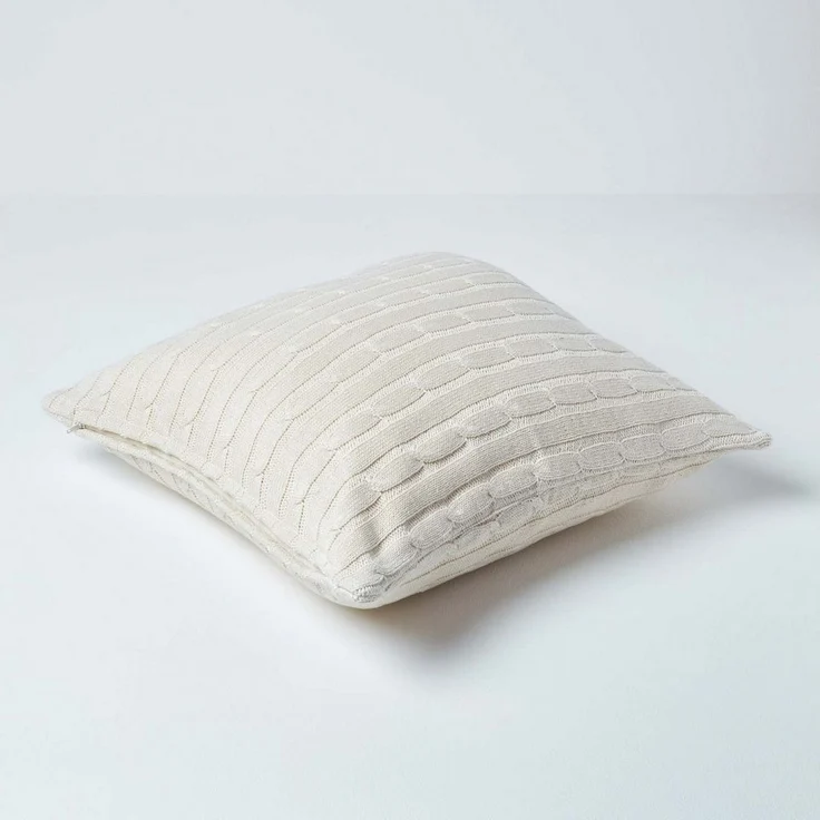 Homescapes Kissenhülle Zopfmuster-Kissenbezug in Creme, 100% Baumwolle, 45 x 45 cm – Bild 2