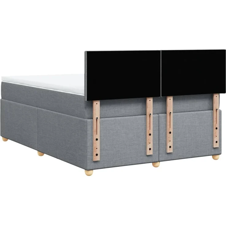 vidaXL Boxspringbett mit Matratze Hellgrau 140x200 cm Stoff 3288996 – Bild 8