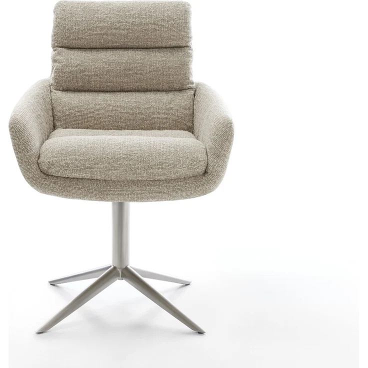 Drehstuhl Abelia-Flex mit Armlehnen Webstoff Soft Beige Fußkreuz Edelstahl 360° drehbar Wippfunktion – Bild 2