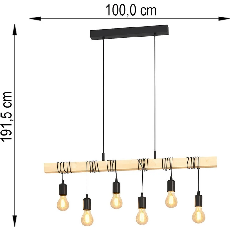 LED Pendelleuchte, Holzbalken Eiche Optik, H 191,5 cm – Bild 8
