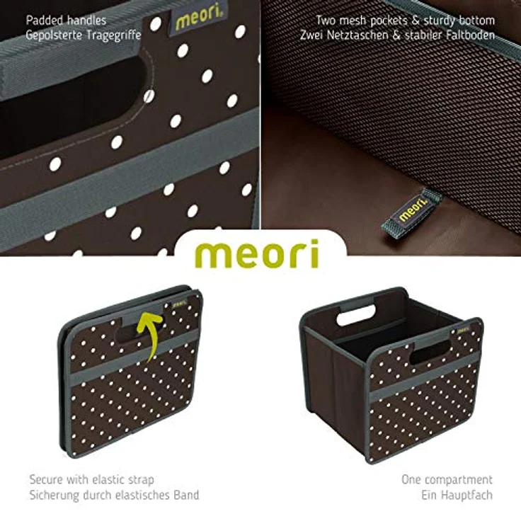 Meori Aufbewahrungsbox Klappbox Ordnungssystem Faltbox 15L braun gepunktet – Bild 3