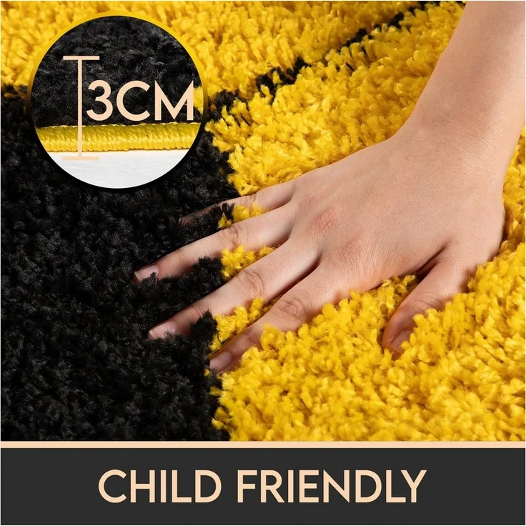 Carpettex Kinderteppich Fußball-Design, Rund, Höhe: 30 mm, Kinder Teppich Fußball-Form Kinderzimmer versch. farben und größen – Bild 3