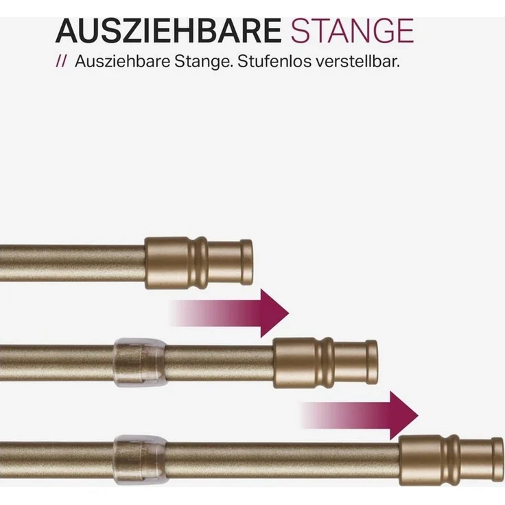 Bestlivings Caféhausstange aus Edelstahl für Bistro-, Scheiben- oder Küchengardinen, Ø 12 mm, 1-läufig, ausziehbar, ohne Bohren, geklebt, geklemmt, verschraubt, Metall, inkl. Trägerhaken, Selbstklebepads & Schrauben – Bild 3