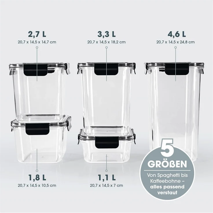 GOURMETmaxx Frischhaltedosen Klick-it 10-tlg. schwarz – Bild 7