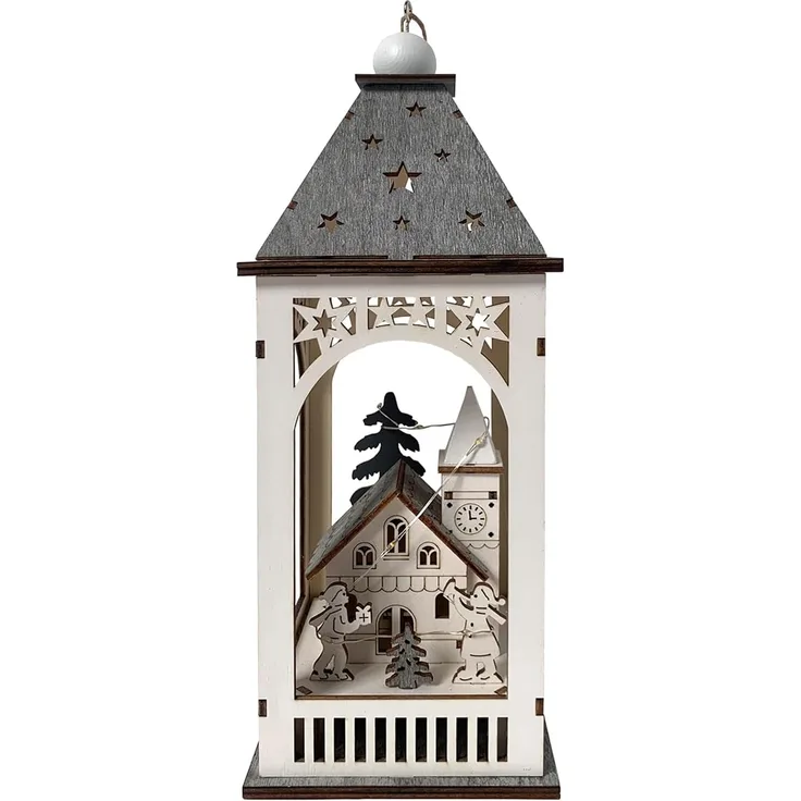 HTI-Living mit Kirche LED Weihnachtslaterne