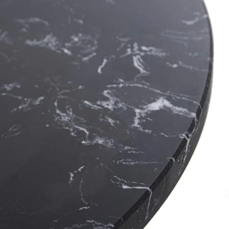 DRW Runder Beistelltisch aus Marmor und Metall in Schwarz und Gold, 38x59 cm – Bild 2