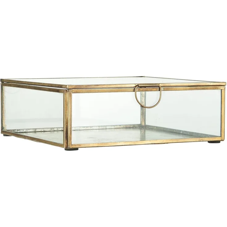 Ib Laursen - Glasbox Serviettenhalter Schmuckkasten Glas Dose Messing 0884-17