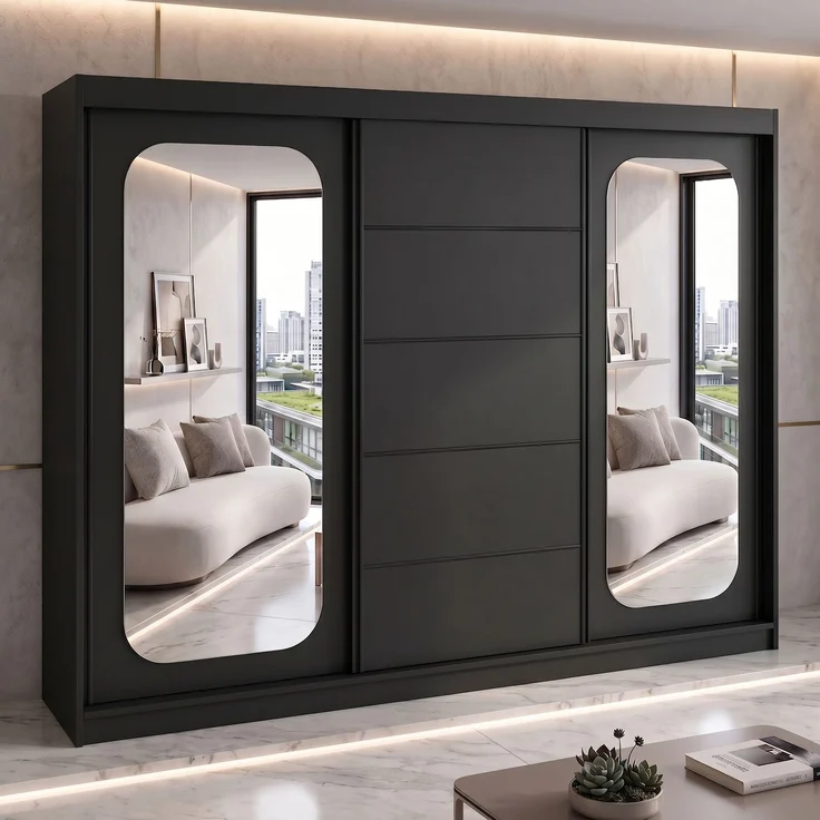 BELANO Schwebetürenschrank 200 cm mit Spiegel – Kleiderschrank mit Schiebetüren, Innenausstattung: Premium Plus – Bild 2