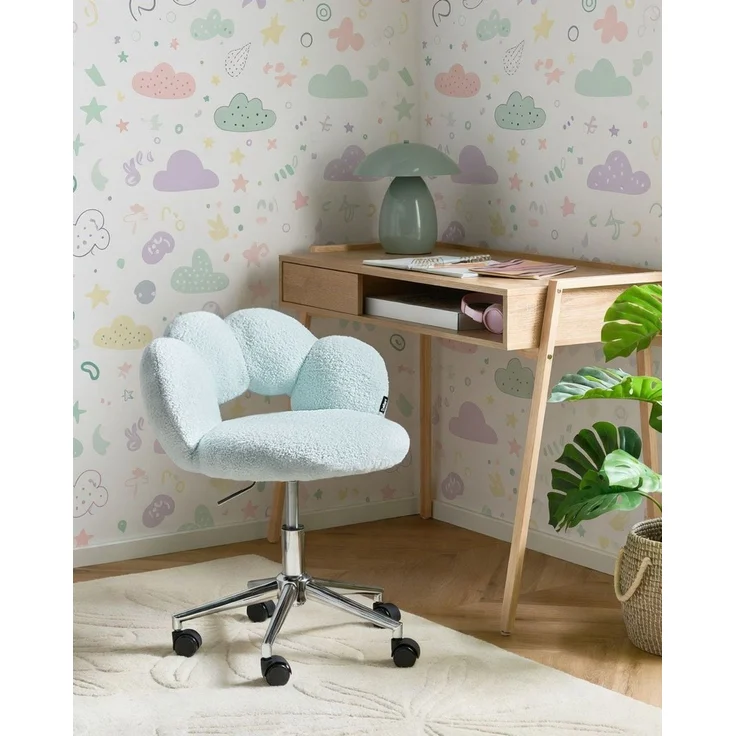 Schreibtischstuhl WHIZZY Bouclé Hellblau – Bild 2