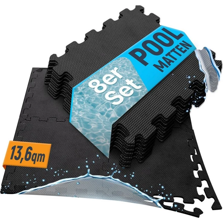 NEOLYMP Whirlpoolmatte Robuste Bodenschutzmatte - Fitness - Schutzmatte Boden - Fitnessmatte, BxLxH: 32 x 32 x 32 cm, (144 Puzzlestücke inkl. Randteile, 18 Schutzmatten Pool inklusive Randstücke - Puzzletechnik Poolboden), Schützt deinen Pool, EVA Matte, S... – Bild 2