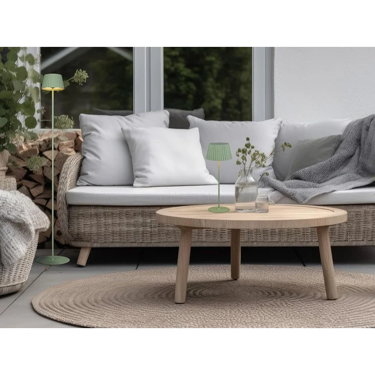 SET: Kleine Akku Stehlampe 123cm & Tischlampe 39cm für Outdoor kabellos Grün – Bild 1