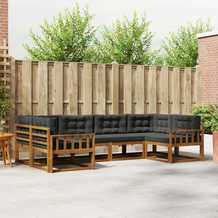 vidaXL Outdoor-Sofagarnitur 6 stk. 6-Sitzer Natur und Anthrazit 3368065 – Bild 1