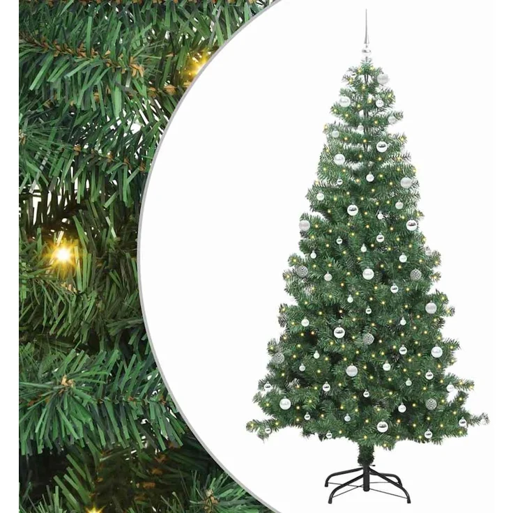 vidaXL Weihnachtsbaum mit LED-Beleuchtung Grün 240 cm PVC und Stahl 3396403 – Bild 2