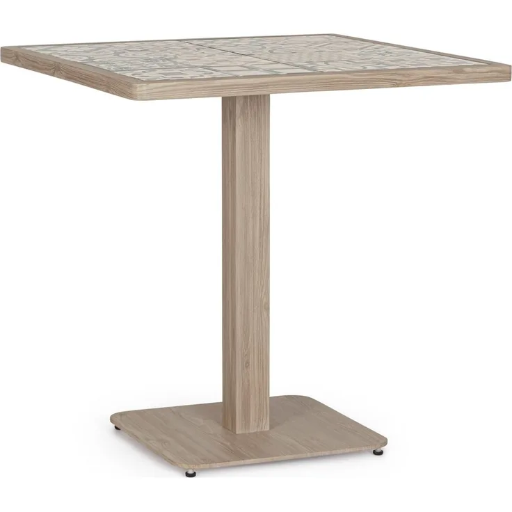 Garten-Bistrotisch Aremilak - Aluminium Timber Natur, 73 x 73 cm