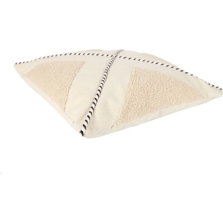 HOME DECO FACTORY, TX0043, Beige and White Bouclette Cushion 40x40 cm - Elegant Design, optimal Comfort, Removable and Practical Cover, Styles of Interior Decoration
