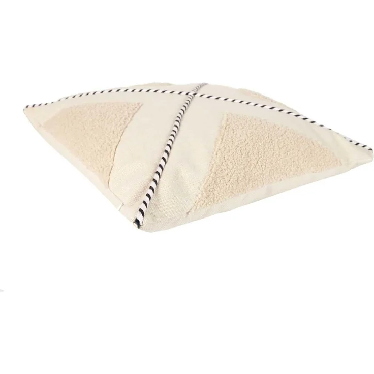 HOME DECO FACTORY, TX0043, Beige and White Bouclette Cushion 40x40 cm - Elegant Design, optimal Comfort, Removable and Practical Cover, Styles of Interior Decoration