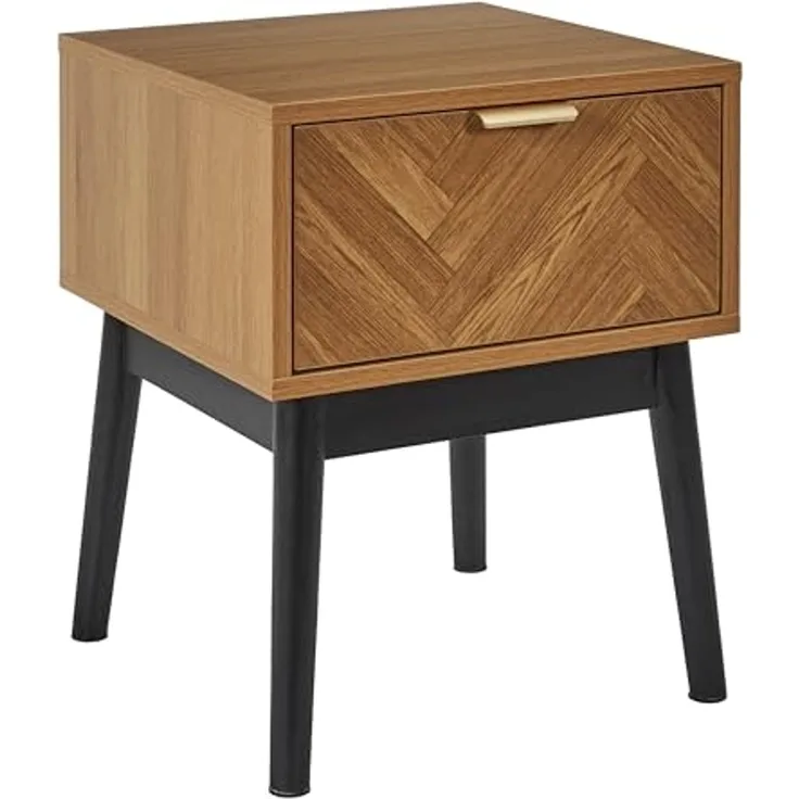 HOME DECO FACTORY, HD0303, Nachttisch für Schlafzimmer, Modell Felix, Kollektion Lounge Edition, zeitgenössische Möbel, Schrank, Nachttisch, 40 x 50 x 40 cm, Schwarzbraun