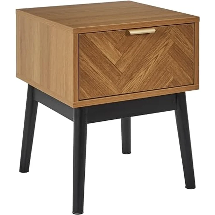 HOME DECO FACTORY, HD0303, Nachttisch für Schlafzimmer, Modell Felix, Kollektion Lounge Edition, zeitgenössische Möbel, Schrank, Nachttisch, 40 x 50 x 40 cm, Schwarzbraun – Bild 1